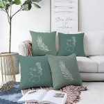 - Sonil-K4luset624-Gorsel1 - Realhomes  4'lü Çift Taraflı Renkli Zemin Üzerinde Onedraw Çizimli Yaprak Desenli Modern Şönil Yastık Kırlent Kılıf Seti Realhomes