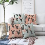 4'lü Çift Taraflı Renkli Zemin Üzerinde Yaprak Desenli Modern Şönil Yastık Kırlent Kılıf Seti Realhomes