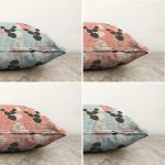 4'lü Çift Taraflı Renkli Zemin Üzerinde Yaprak Desenli Modern Şönil Yastık Kırlent Kılıf Seti Realhomes