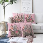 - Sonil-K4luset630-Gorsel1 - Realhomes  4'lü Çift Taraflı Renkli Zemin Üzerinde Kaktüs Desenli Modern Şönil Yastık Kırlent Kılıf Seti Realhomes