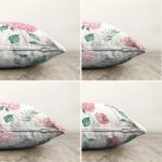 - Sonil-K4luset634-Gorsel2 - Realhomes  4'lü Çift Taraflı Beyaz Zemin Üzerinde Ortanca Çiçeği Desenli Modern Şönil Yastık Kırlent Kılıf Seti Realhomes