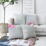 - Sonil-K4luset635-Gorsel1 - Realhomes  4'lü Çift Taraflı Renkli Zemin Üzerinde Yaprak Desenli Modern Şönil Yastık Kırlent Kılıf Seti Realhomes