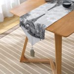 - UcgenRunner-101-Gorsel2 - Realhomes  Eyfel Kuleli Dijital Baskılı Dekoratif Püsküllü Şönil Üçgen Runner Realhomes