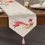 Modern Bisiklet Desenli Dijital Baskılı Dekoratif Püsküllü Şönil Üçgen Runner Realhomes