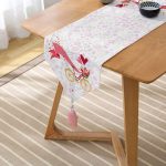 Modern Bisiklet Desenli Dijital Baskılı Dekoratif Püsküllü Şönil Üçgen Runner Realhomes