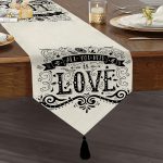 - UcgenRunner-2007-Gorsel1 - Realhomes Love Baskılı Dijital Püsküllü Şönil Üçgen Runner Realhomes