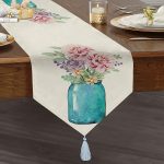 - UcgenRunner-2012-Gorsel1 - Realhomes  Vazo Çiçek Desenli Dijital Baskılı Püsküllü Şönil Üçgen Runner Realhomes