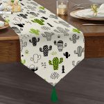 - UcgenRunner-2035-Gorsel1 - Realhomes  Realhomes Kaktüs Desenli Dekoratif Özel Tasarım Püsküllü Şönil Üçgen Runner Realhomes