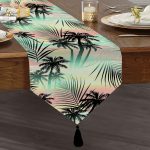 - UcgenRunner-2036-Gorsel1 - Realhomes  Livense Palmiye Yaprakları Özel Tasarım Püsküllü Şönil Üçgen Runner Realhomes