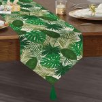 - UcgenRunner-2037-Gorsel1 - Realhomes RealHomes Yaprak Motifli Dijital Baskılı Özel Tasarım Püsküllü Şönil Üçgen Runner Realhomes