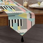 Modern Geometrik Şekiller Püsküllü Şönil Üçgen Runner Realhomes