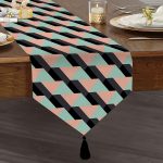 - UcgenRunner-2059-Gorsel1 - Realhomes  Üçgen Motifli Modern Dijital Baskılı Püsküllü Şönil Üçgen Runner Realhomes