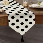 - UcgenRunner-2158-Gorsel1 - Realhomes  Siyah Puantiyeli Dijital Baskılı Modern Püsküllü Şönil Üçgen Runner Realhomes