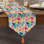 - UcgenRunner-2185-Gorsel1 - Realhomes  Renkli Geometrik Resimli Dijital Baskılı Modern Püsküllü Şönil Üçgen Runner Realhomes