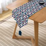 - UcgenRunner-2198-Gorsel2 - Realhomes  Renkli Geometrik Motifli Dijital Baskılı Dekoratif Püsküllü Şönil Üçgen Runner Realhomes