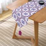 - UcgenRunner-2202-Gorsel2 - Realhomes  Özel Tasarım Çiçek Resimli Dijital Bakılı Modern Püsküllü Şönil Üçgen Runner Realhomes