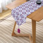 - UcgenRunner-2205-Gorsel2 - Realhomes  Modern Çiçek Resimli Dijital Baskılı Dekoratif Püsküllü Şönil Üçgen Runner Realhomes