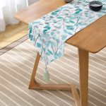 Mavi Yapraklar Özel Tasarım Modern Püsküllü Şönil Üçgen Runner Realhomes