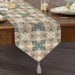 Vizon Zeminli Özel Tasarım Dijital Baskılı Dekoratif Püsküllü Şönil Üçgen Runner Realhomes