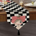 - UcgenRunner-2229-Gorsel1 - Realhomes  Damalı Fashion Girl Dijital Baskılı Modern Püsküllü Şönil Üçgen Runner Realhomes