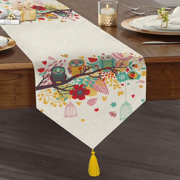 - UcgenRunner-223-Gorsel1 - Realhomes  Realhomes Özel Tasarım Ogea Desenli Dijital Baskılı Modern Püsküllü Şönil Üçgen Runner Realhomes