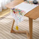 - UcgenRunner-223-Gorsel2 - Realhomes Baykuş Desenli Dijital Baskılı Dekoratif Püsküllü Şönil Üçgen Runner Realhomes