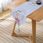 Mavi Çizgili Fashion Gırl Dijital Baskılı Dekoratif Püsküllü Şönil Üçgen Runner Realhomes