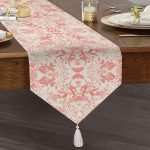 - UcgenRunner-2242-Gorsel1 - Realhomes Pembe Yaprak Temalı Dijital Baskılı Püsküllü Şönil Üçgen Runner Realhomes