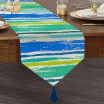 - UcgenRunner-2253-Gorsel1 - Realhomes  Renkli Boyama Desen Dijital Baskılı Dekoratif Püsküllü Şönil Üçgen Runner Realhomes