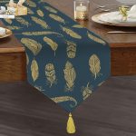 - UcgenRunner-2254-Gorsel1 - Realhomes  Yaldızlı Tüy Desenli Dijital Baskılı Modern Püsküllü Şönil Üçgen Runner Realhomes