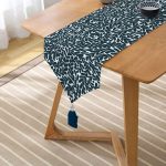 - UcgenRunner-2258-Gorsel2 - Realhomes Yeşil Yaprak Motifli Dijital Baskılı Modern Püsküllü Şönil Üçgen Runner Realhomes