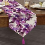 - UcgenRunner-2267-Gorsel1 - Realhomes  Sulu Boya Yaprak Temalı Dijital Baskılı Modern Püsküllü Şönil Üçgen Runner Realhomes