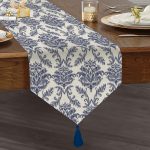 - UcgenRunner-2268-Gorsel1 - Realhomes  Modern Damask Temalı Dijital Baskılı Dekoratif Püsküllü Şönil Üçgen Runner Realhomes