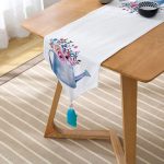 - UcgenRunner-2288-Gorsel2 - Realhomes  Sulu Boyalı Çiçek Desenli Dijital Baskılı Dekoratif Püsküllü Şönil Üçgen Runner Realhomes