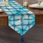 - UcgenRunner-2289-Gorsel1 - Realhomes Mavi Sulu Boya Desenli Dijital Baskılı Modern Püsküllü Şönil Üçgen Runner Realhomes