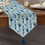 - UcgenRunner-2293-Gorsel1 - Realhomes  Su Damlası Desenli Dijital Baskılı Püsküllü Şönil Üçgen Runner Realhomes