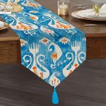 - UcgenRunner-2299-Gorsel1 - Realhomes  Modern Çini Resimli Dijital Baskılı Dekoratif Püsküllü Şönil Üçgen Runner Realhomes