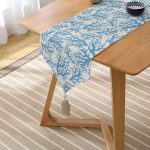 - UcgenRunner-2301-Gorsel2 - Realhomes Mavi Yosun Desenli Dijital Baskılı Dekoratif Püsküllü Şönil Üçgen Runner Realhomes