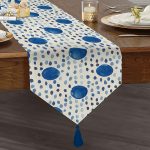 - UcgenRunner-2304-Gorsel1 - Realhomes  Mavi Yuvarlak Desenli Dijital Baskılı Modern Püsküllü Şönil Üçgen Runner Realhomes