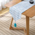 - UcgenRunner-2308-Gorsel2 - Realhomes Mavi Çizgi Desenli Dijital Baskılı Dekoratif Püsküllü Şönil Üçgen Runner Realhomes