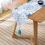 - UcgenRunner-2309-Gorsel2 - Realhomes  Ebru Motifli Dijital Baskılı Modern Püsküllü Şönil Üçgen Runner Realhomes