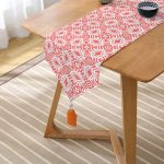 - UcgenRunner-2313-Gorsel2 - Realhomes  Turuncu Damask Motifli Dijital Baskılı Modern Püsküllü Şönil Üçgen Runner Realhomes