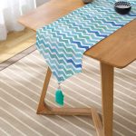 - UcgenRunner-2315-Gorsel2 - Realhomes  Sulu Boyalı Zigzag Desenli Dijital Baskılı Püsküllü Şönil Üçgen Runner Realhomes