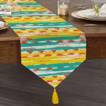 - UcgenRunner-2338-Gorsel1 - Realhomes  Renkli Geometrik Desenler Temalı Dekoratif Püsküllü Şönil Üçgen Runner Realhomes