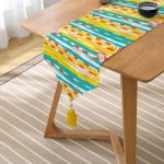 - UcgenRunner-2338-Gorsel2 - Realhomes  Renkli Geometrik Desenler Temalı Dekoratif Püsküllü Şönil Üçgen Runner Realhomes