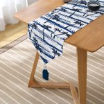 - UcgenRunner-2346-Gorsel2 - Realhomes  Mavi Palmiye Desenli Dekoratif Püsküllü Şönil Üçgen Runner Realhomes