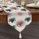 - UcgenRunner-2351-Gorsel1 - Realhomes  Puanlı Palmiye Desenli Dekoratif Püsküllü Şönil Üçgen Runner Realhomes