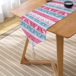 - UcgenRunner-2357-Gorsel2 - Realhomes  Mavi Pembe Etnik Desenli Dekoratif Püsküllü Şönil Üçgen Runner Realhomes