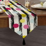 - UcgenRunner-2379-Gorsel1 - Realhomes  Dikey Temalı Gökkuşağı Puanlı Desenli Dijital Baskılı Püsküllü Şönil Üçgen Runner Realhomes