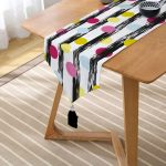 - UcgenRunner-2379-Gorsel2 - Realhomes  Dikey Temalı Gökkuşağı Puanlı Desenli Dijital Baskılı Püsküllü Şönil Üçgen Runner Realhomes